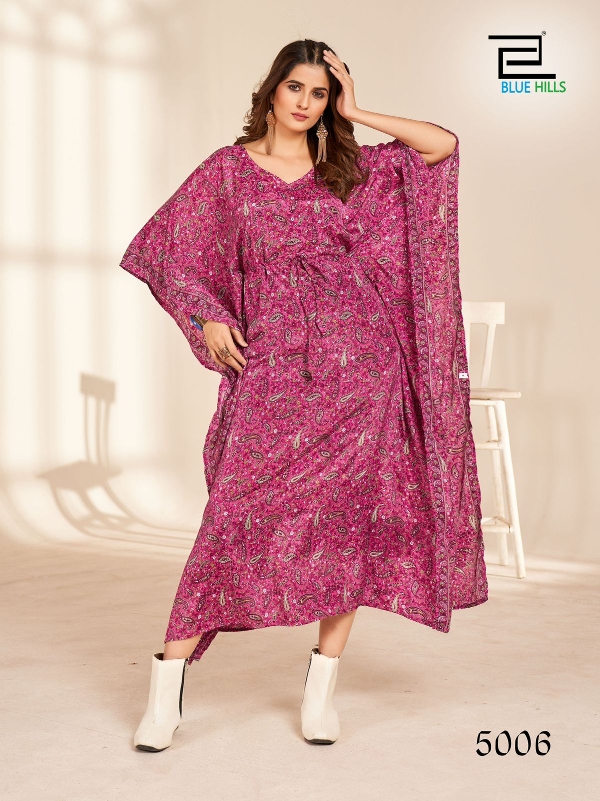 Fire Walk Vol 5 By Blue Hills Nx Crape Printed Kaftan Kurtis Wholesale Online
